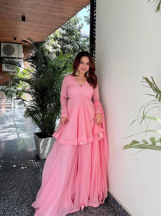 Yash Enterprise Pink Blooming Silk Party Wear Sharara Suit Set  Grab2Buy Yash Enterprise Grab2Buy