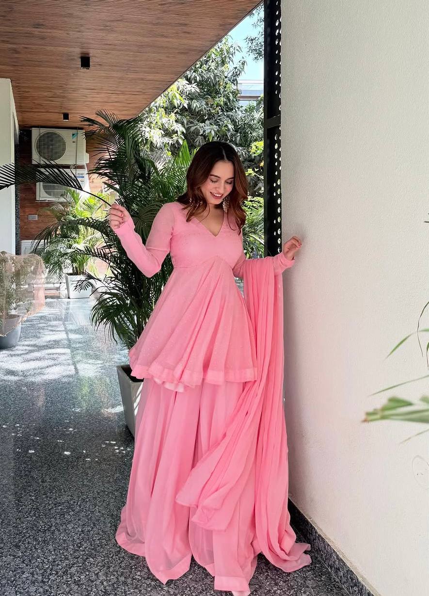 Yash Enterprise Pink Blooming Silk Party Wear Sharara Suit Set  Grab2Buy Yash Enterprise Grab2Buy