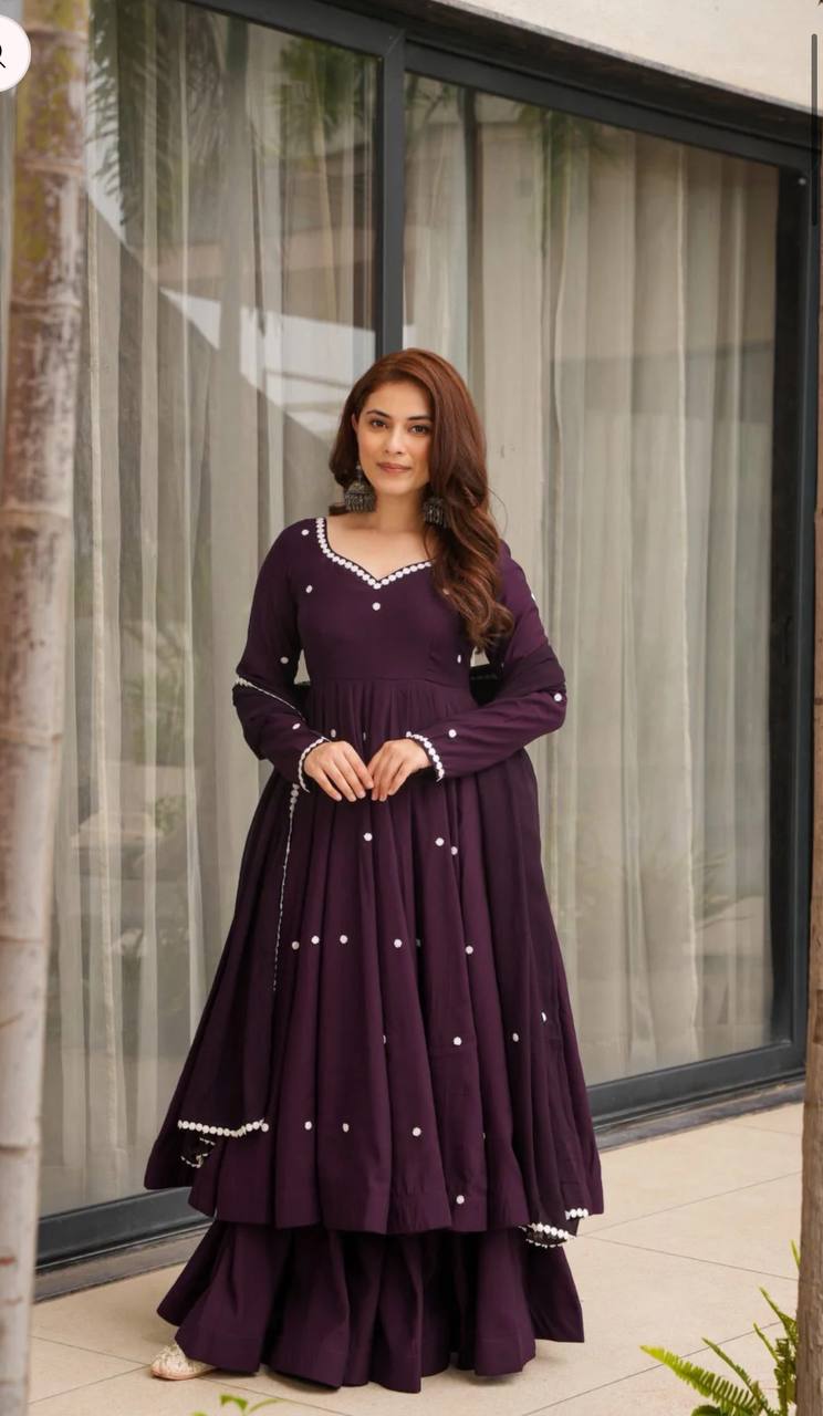 Yash Enterprise Wine Roman Silk Embroidery Party Wear Suit Set  Grab2Buy Yash Enterprise Grab2Buy