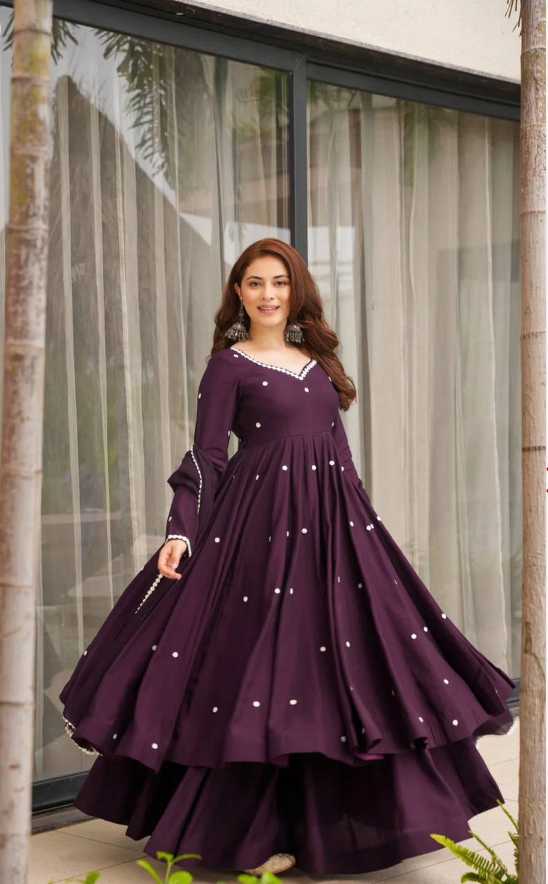 Yash Enterprise Wine Roman Silk Embroidery Party Wear Suit Set  Grab2Buy Yash Enterprise Grab2Buy