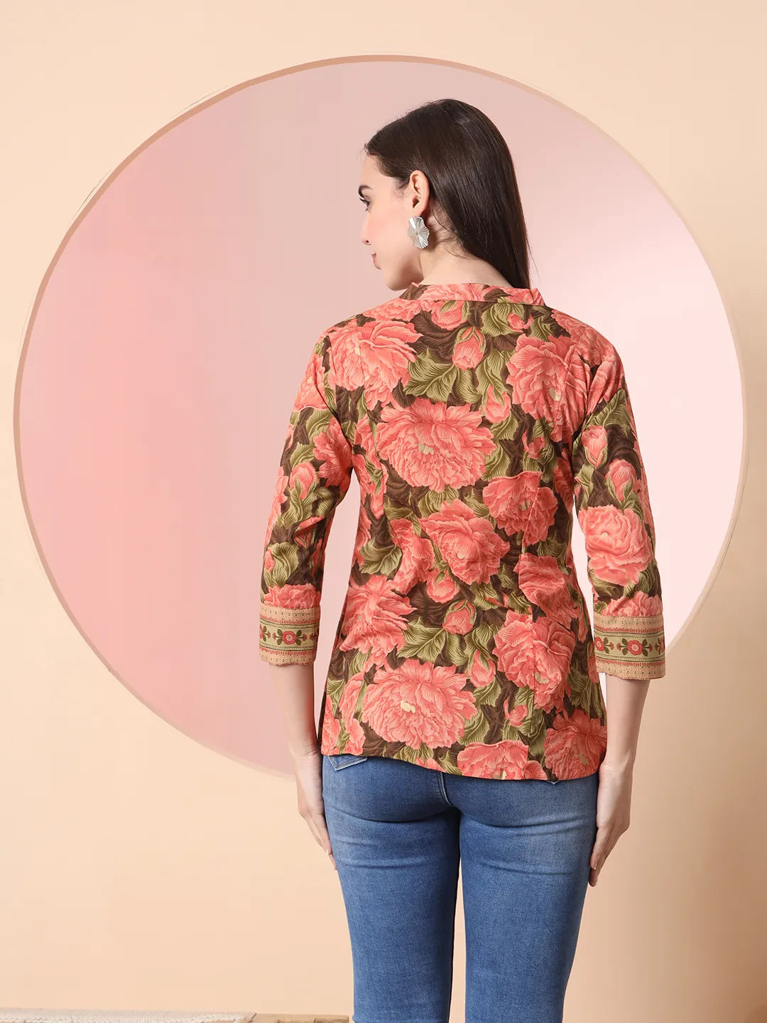 Yufta Peach Pure Cotton Gathered Or Pleated Top  Grab2Buy Yufta Grab2Buy
