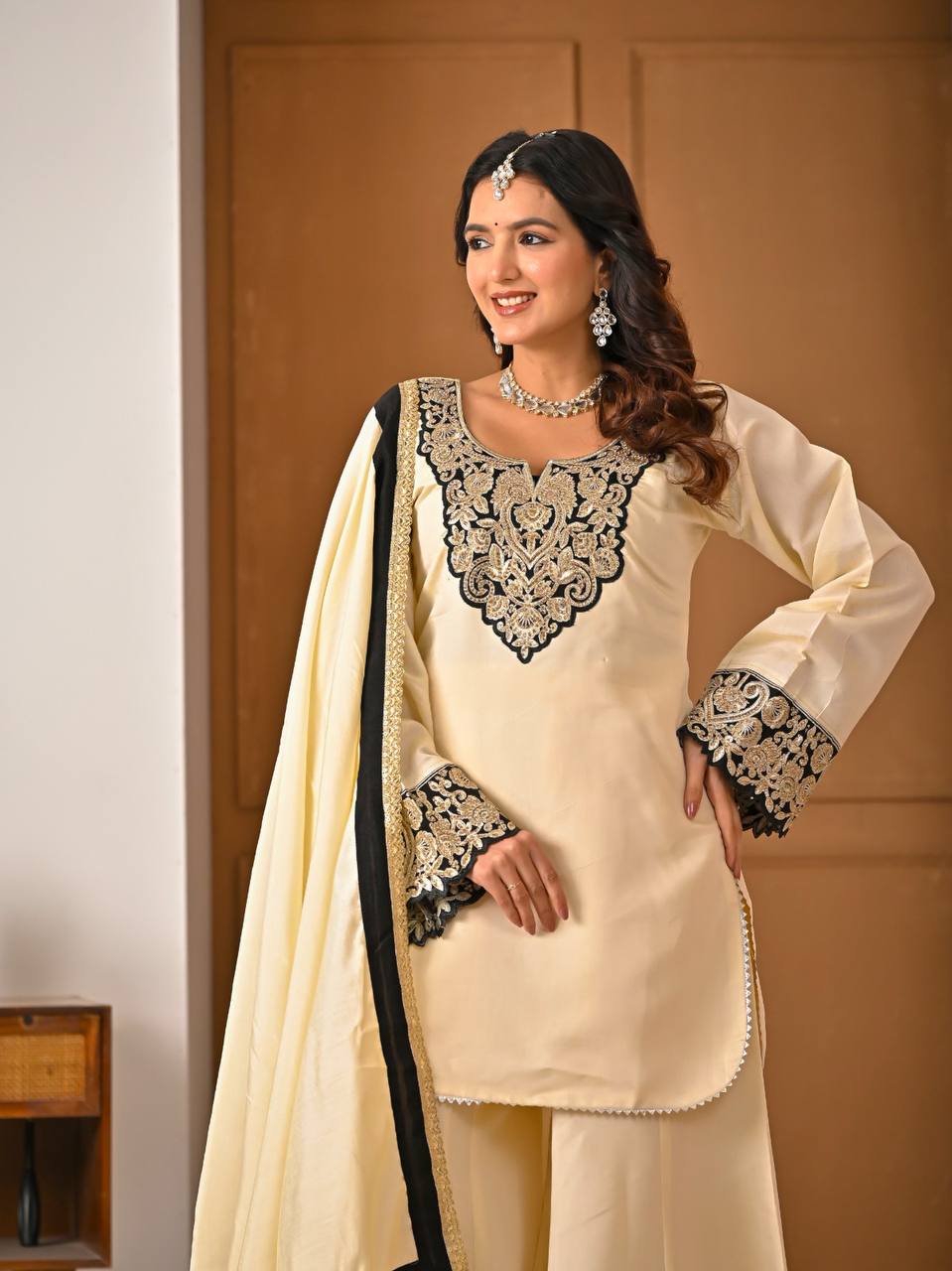 Yash Enterprise Off White Roman Silk Embroidery Party Wear Suit Set  Grab2Buy Yash Enterprise Grab2Buy