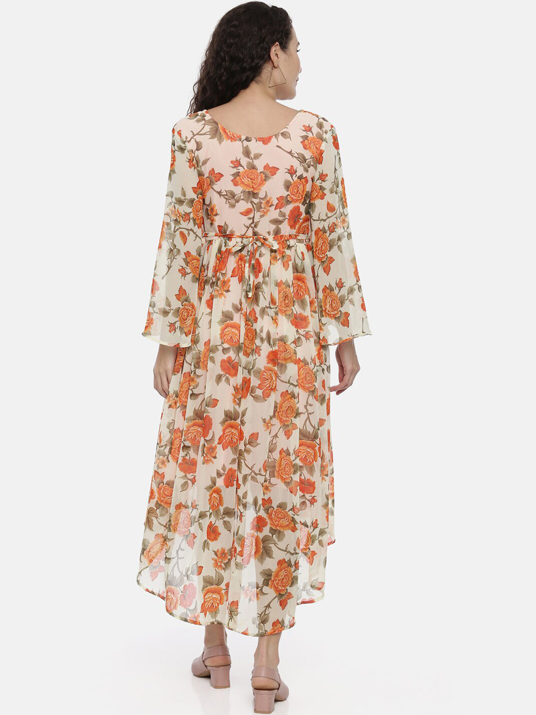 Souchii Women Cream-Coloured Printed A-Line Dress 