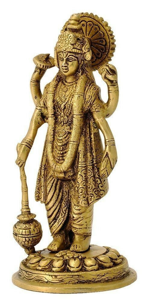 Artvarko Brass Lord Vishnu Narayan Holding Club Brass Statue - Grab2buy