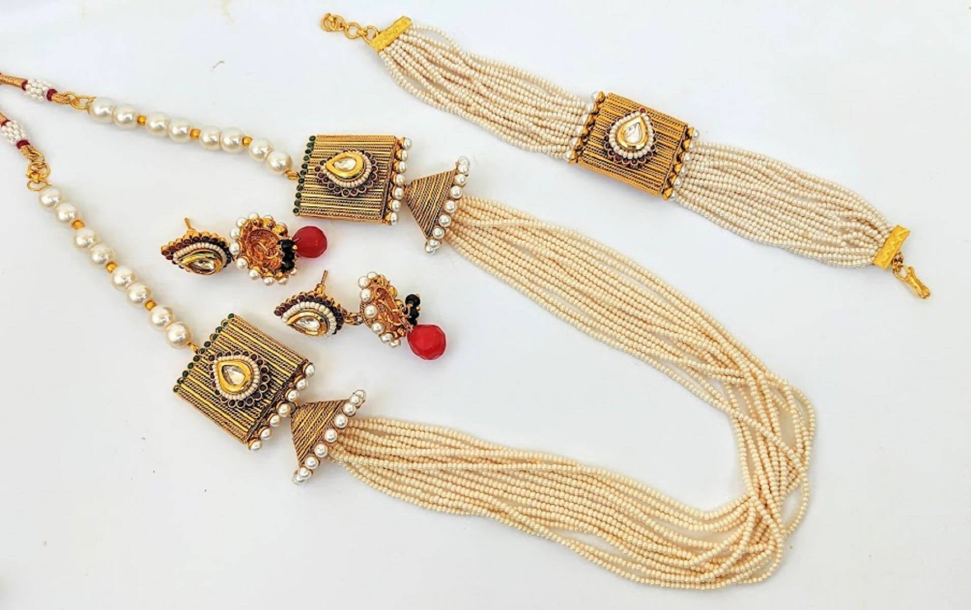 White Seed Beads Necklace Set - Grab2buy