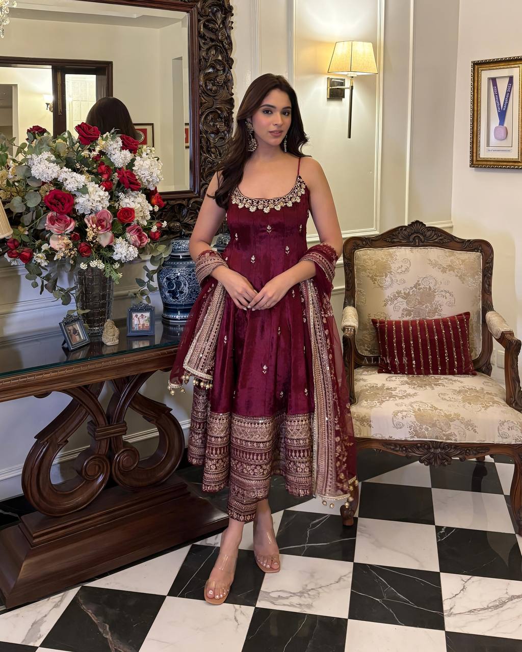Yash Enterprise Maroon Vichitra Silk Embroidery Party Wear Uit Set  Grab2Buy Yash Enterprise Grab2Buy