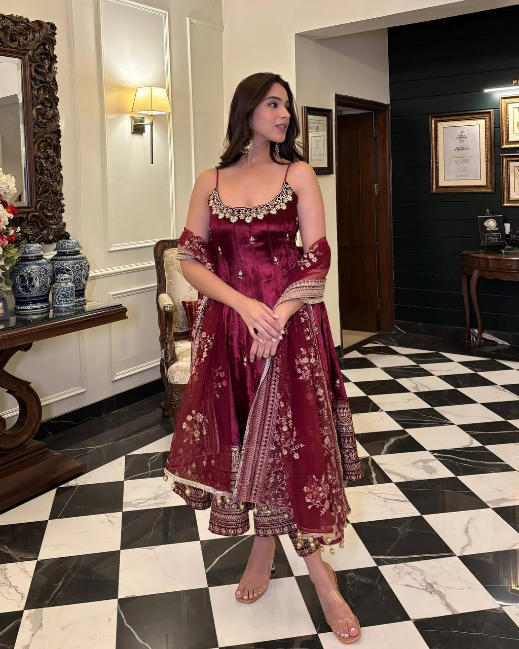 Yash Enterprise Maroon Vichitra Silk Embroidery Party Wear Uit Set  Grab2Buy Yash Enterprise Grab2Buy