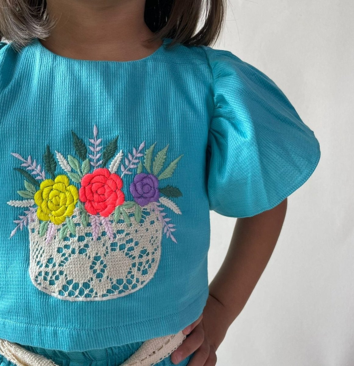 ArthLife Blue Flower Embroidered Co-Ord Set 
