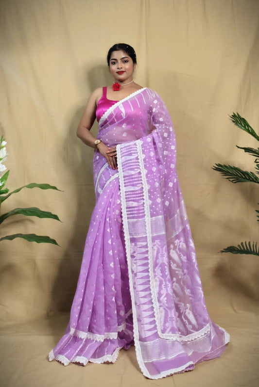 Exclusive Collection Beautiful Purple Jaal Jamdani Grab2Buy 