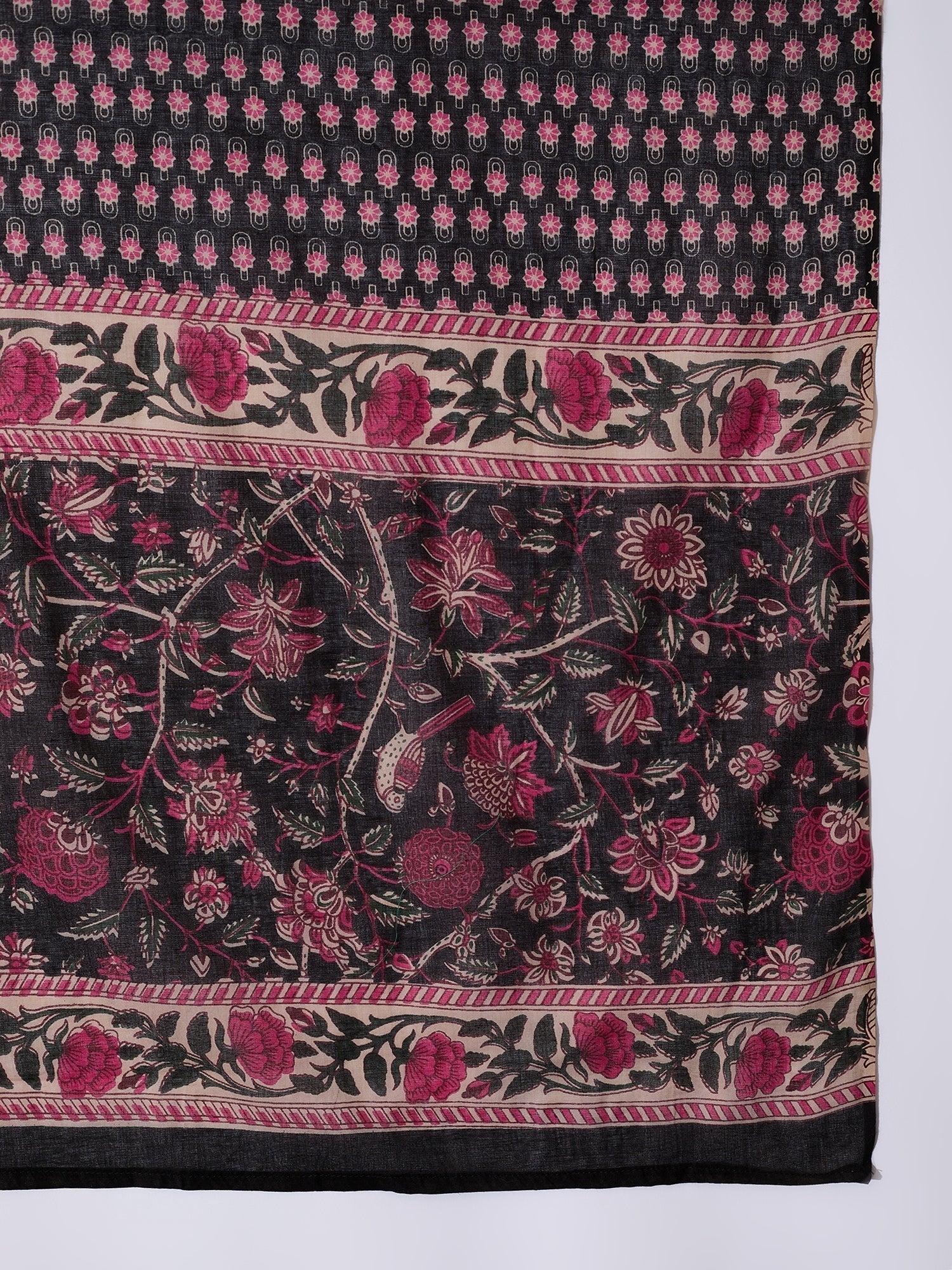 InWeave White Strappy Set With Black Pink Ethnic Print Cotton Dupatta 