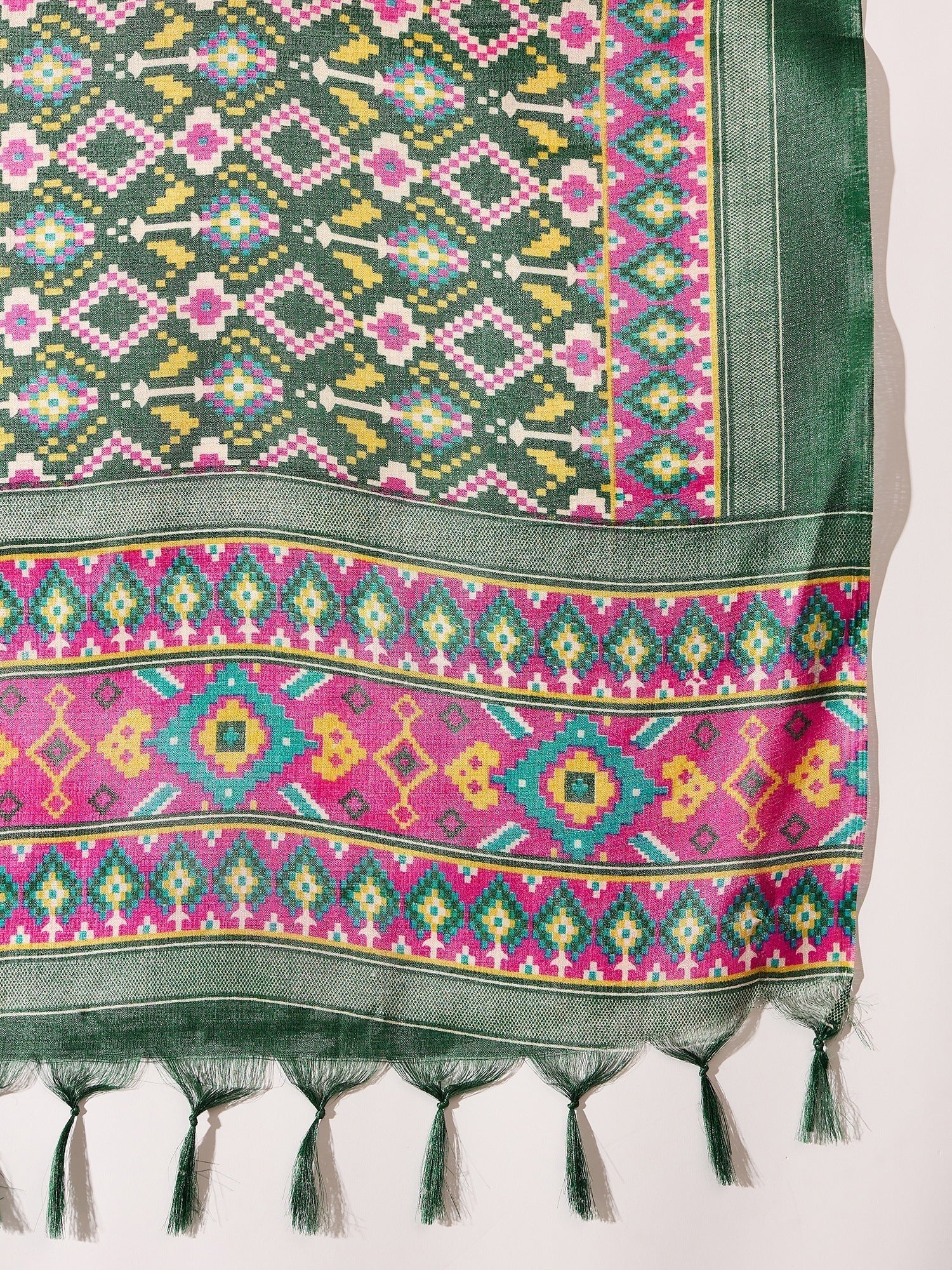 InWeave Dark Green Mandarin Patola Kurta Set 