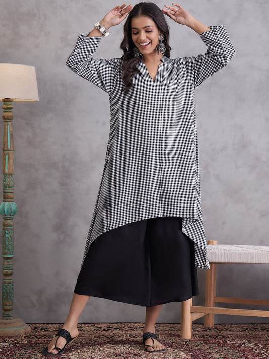 InWeave Black Small Check Black Palazzo Set 