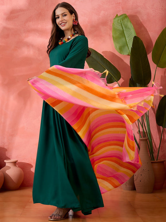 InWeave Green Sweetheart Kurta With Dupatta | Grab2Buy