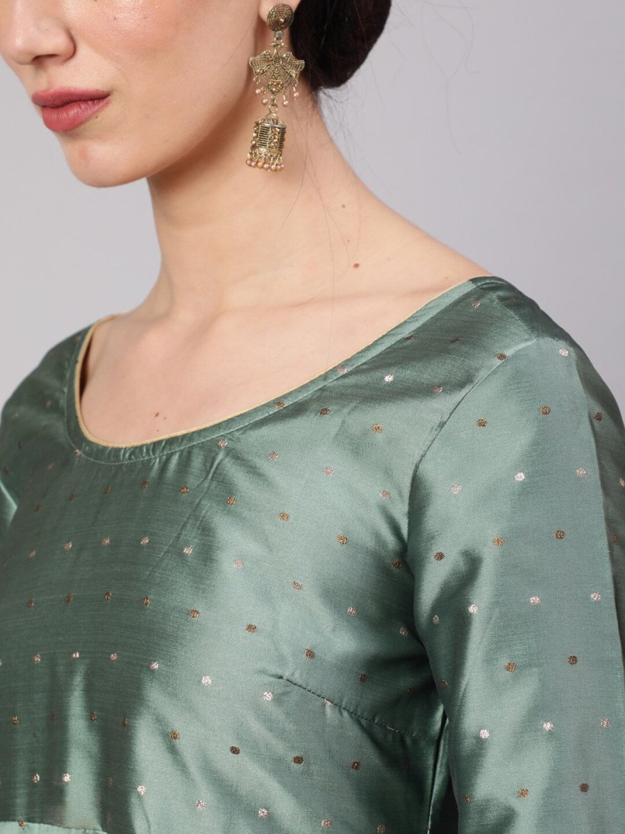 Aks Woven Design Silk Anarkali Kurta