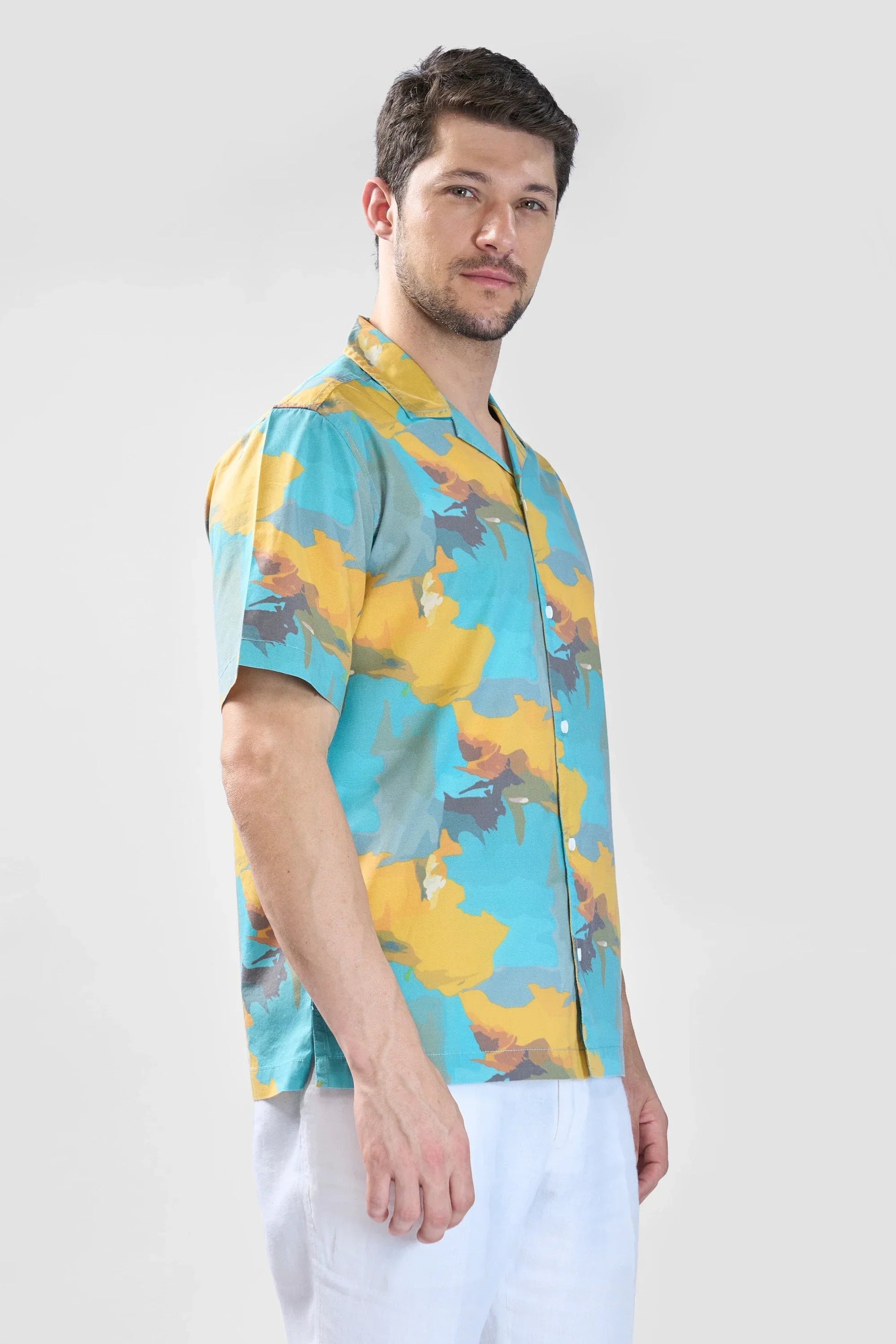Xkind Teal Blue Abstract Printed Relaxed Fit Shirt  Grab2Buy Xkind Grab2Buy
