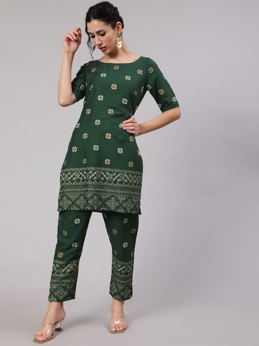 Aks Ethnic Motifs Printed Regular Kurta with Trousers