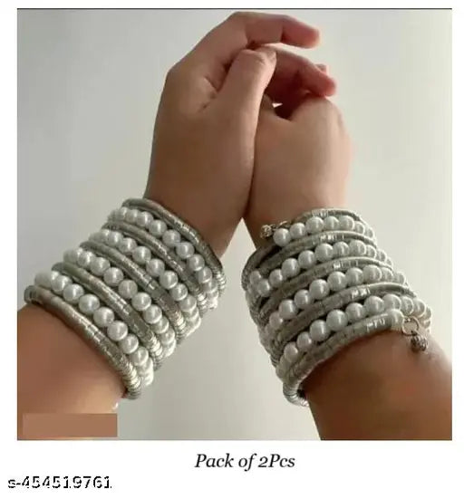 Tehzeeb Creations Women's Latest Spiral Pearl Bracelet | Grab2Buy