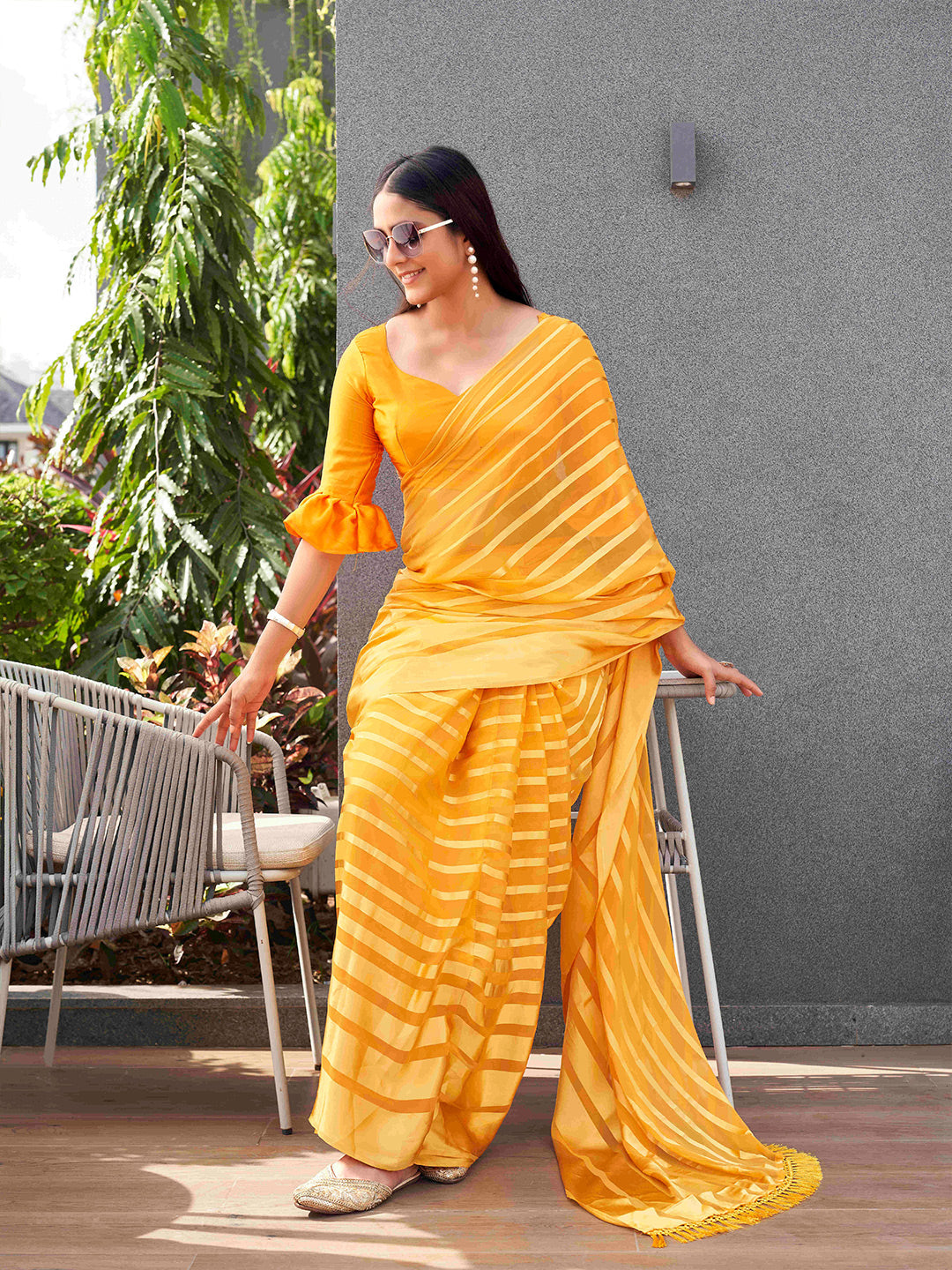 Tikhi Imli Striped Georgette Ready to Wear Grab2Buy 
