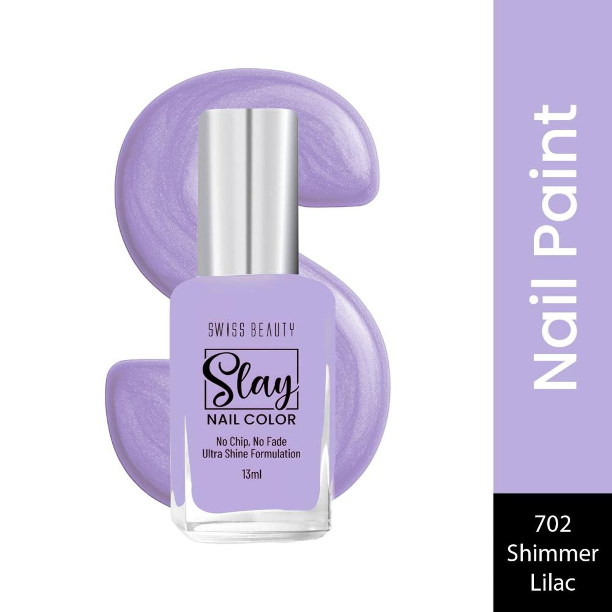 Swiss Beauty Slay Nail Color With Ultra Shine Formulation - 702 Shimmer Lilac
