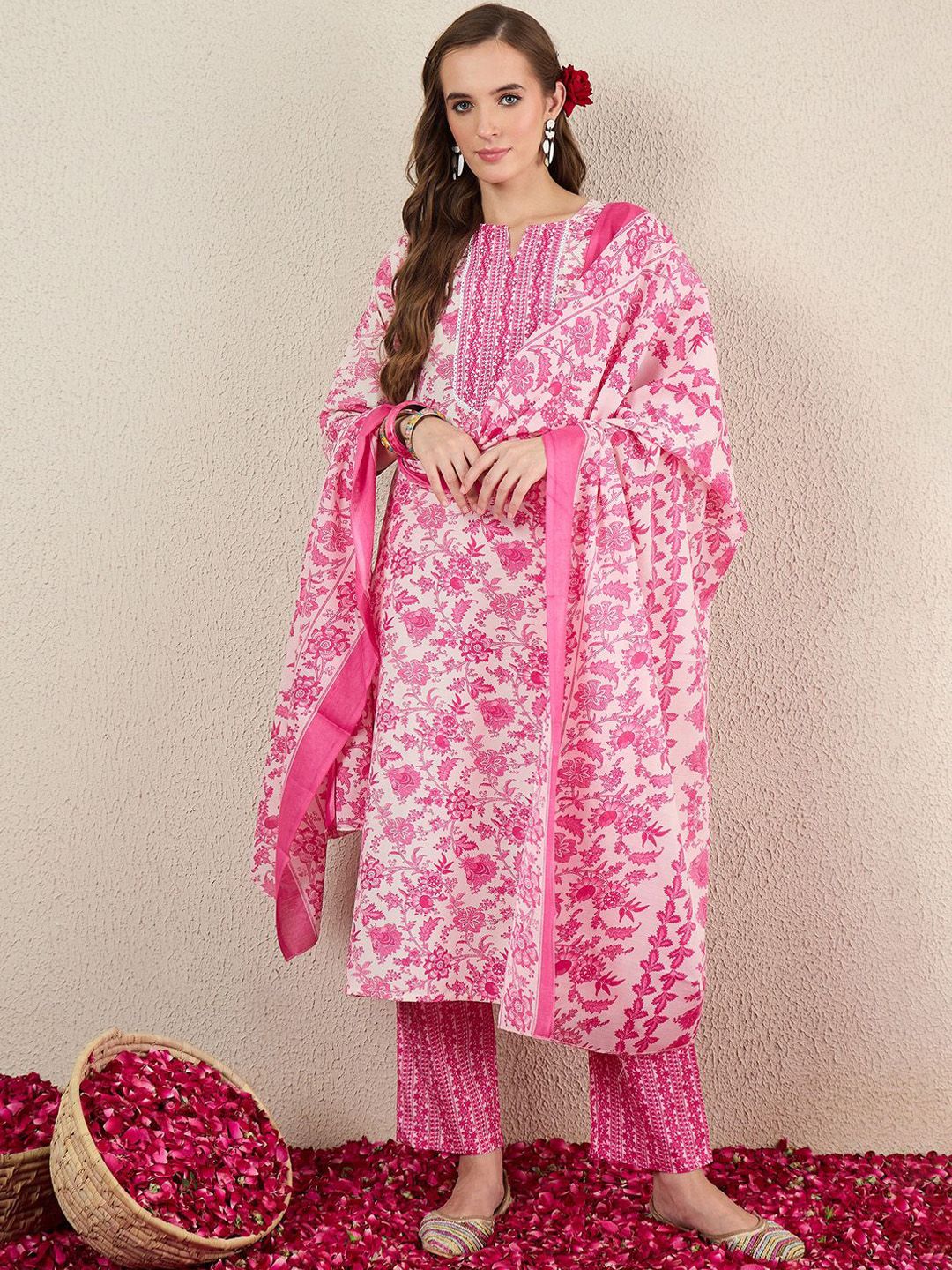 Indo Era Women Floral Printed Kurta with Trousers & Dupatta