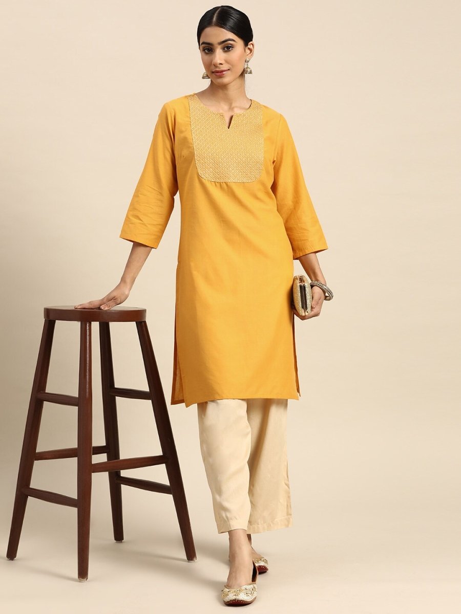All About You Women Yoke Zari Detail Kurta