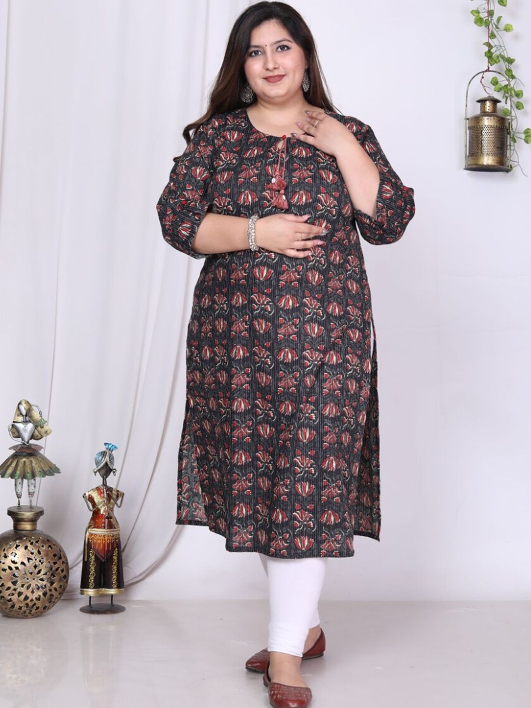 Swasti Plus Size Floral Printed Cotton Straight Kurta | Grab2Buy