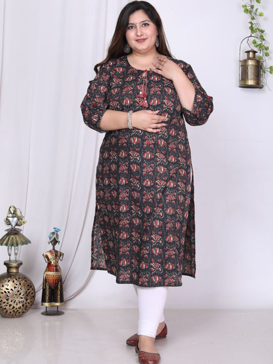 Swasti Plus Size Floral Printed Cotton Straight Kurta | Grab2Buy