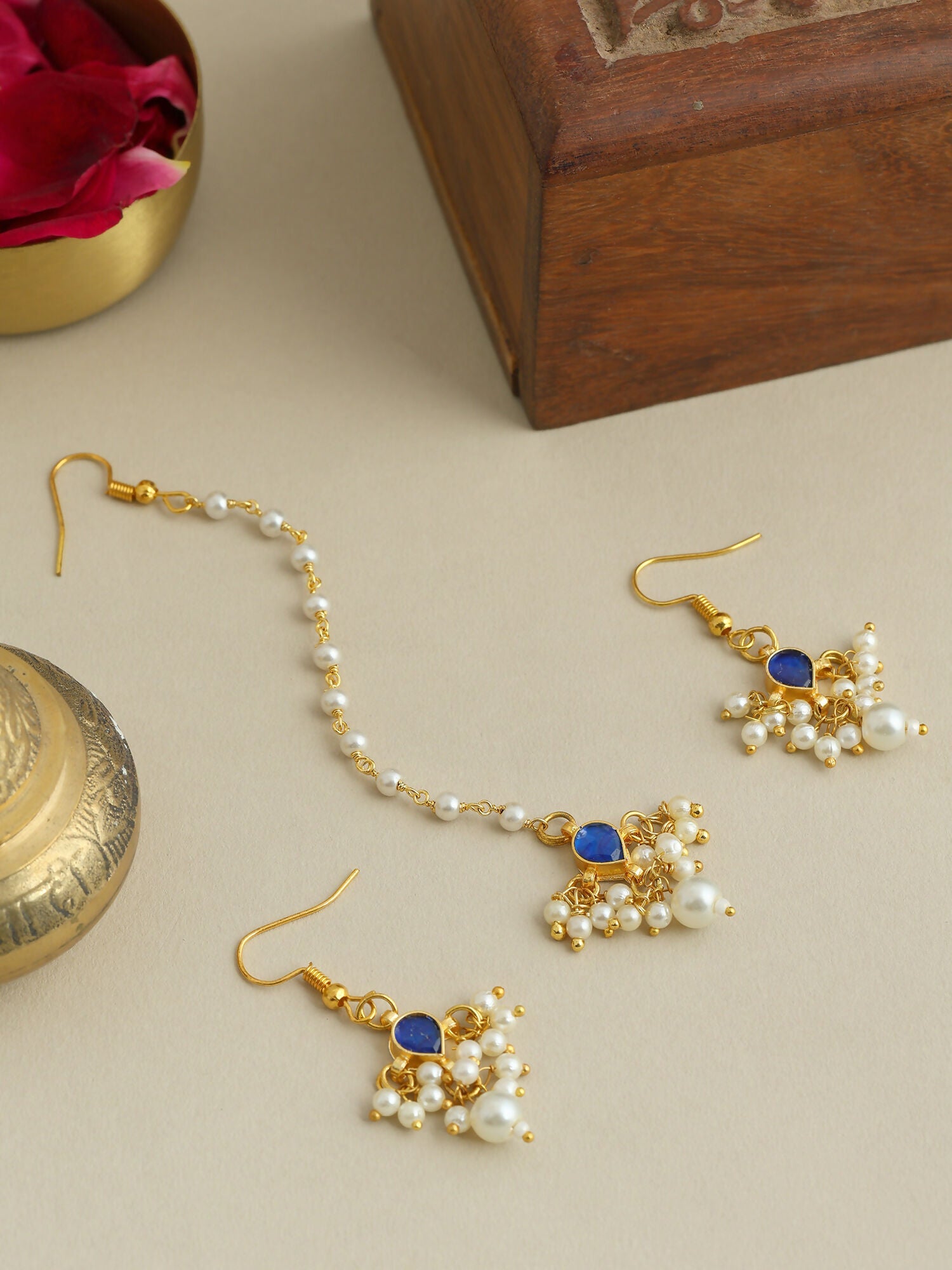 Ruby Raang Set Of 2 Blue Kundan