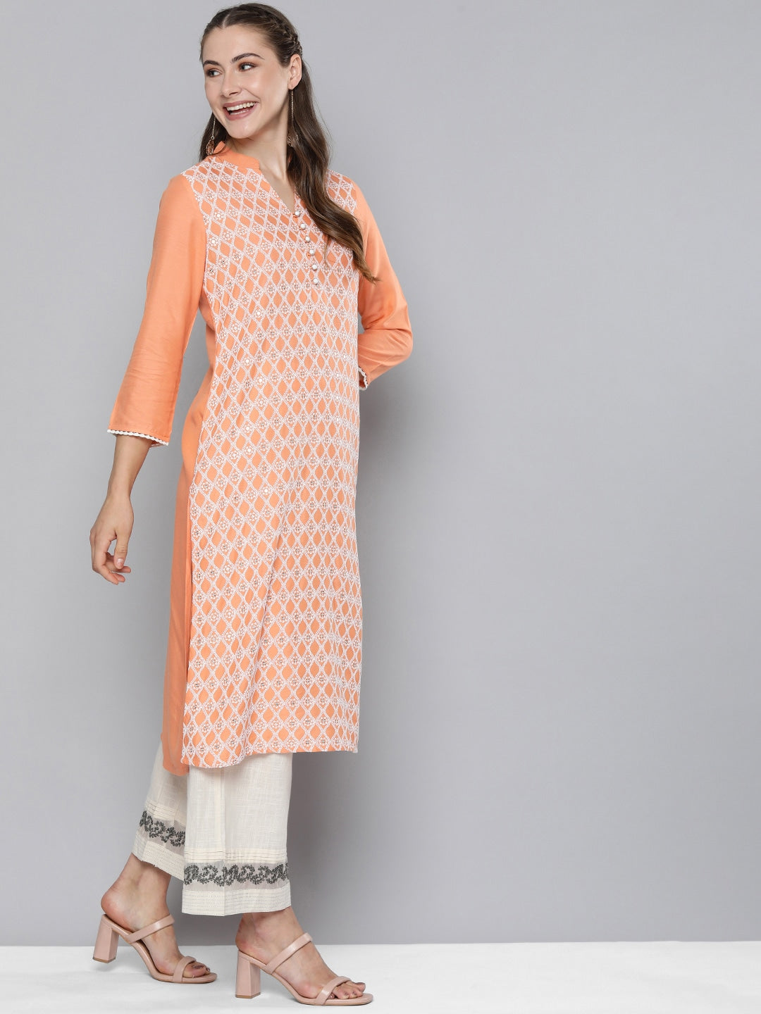 HERE&NOW Women Ethnic Motifs Embroidered Sequined Kurta