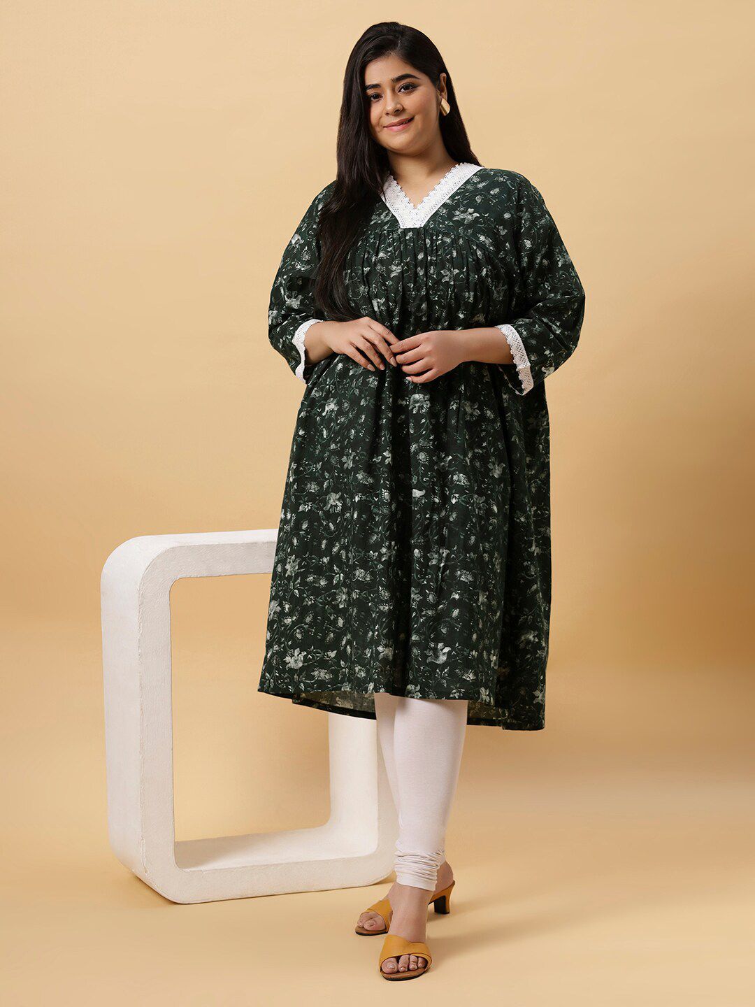 Sztori Printed V Neck A Line Kurta