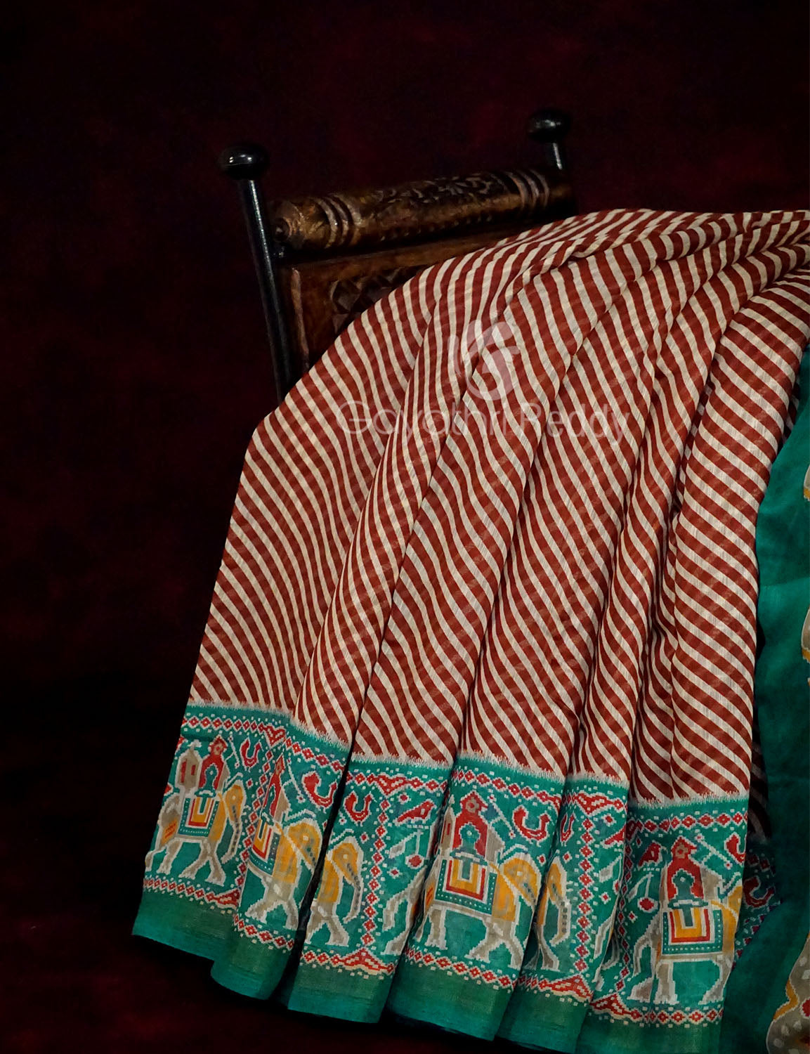 Off-White Red Striped Semi Chanderi Grab2Buy By Gayathri Reddy Designer Studio 