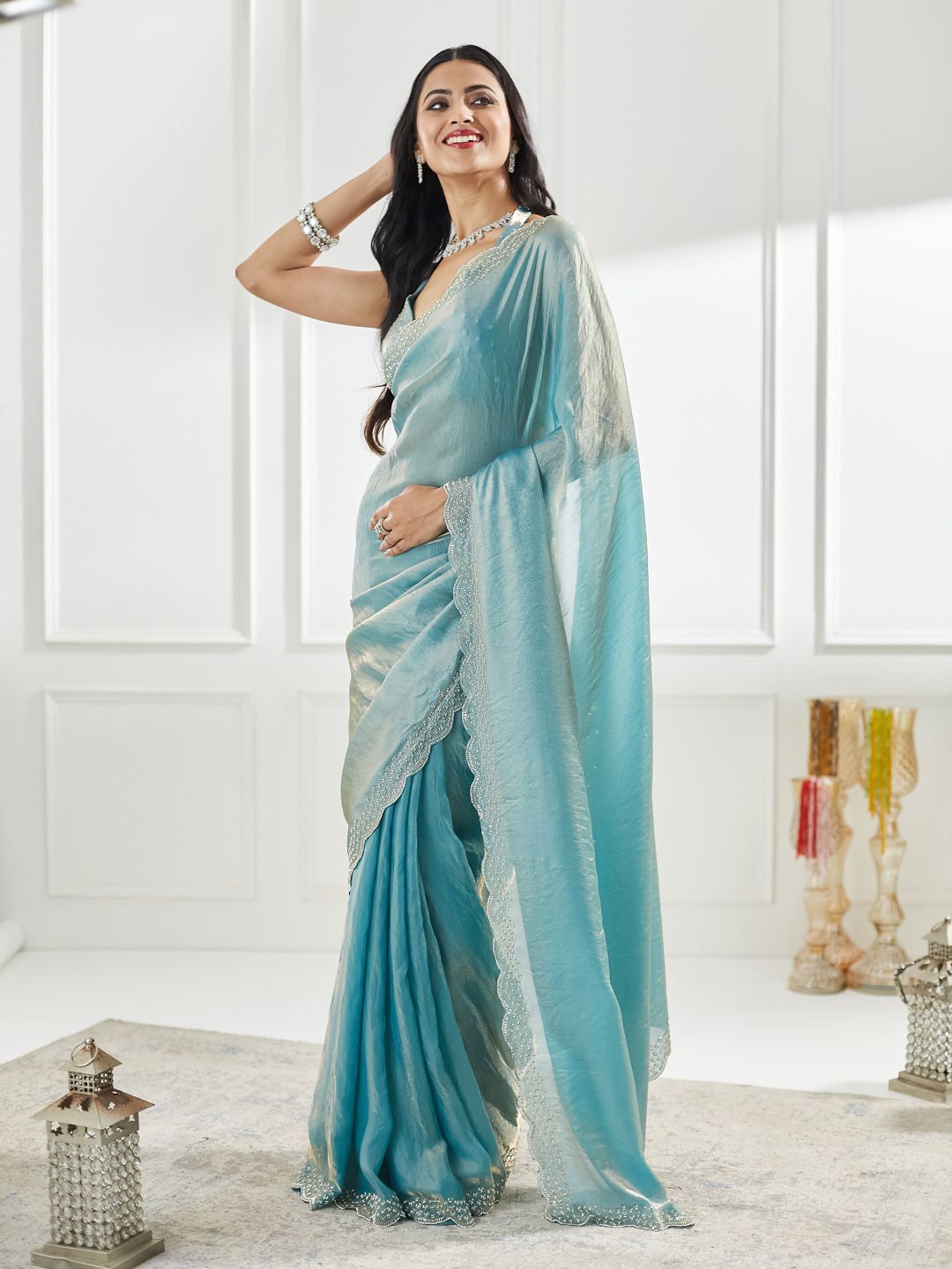 kasee Beads and Stones Pure Silk Saree