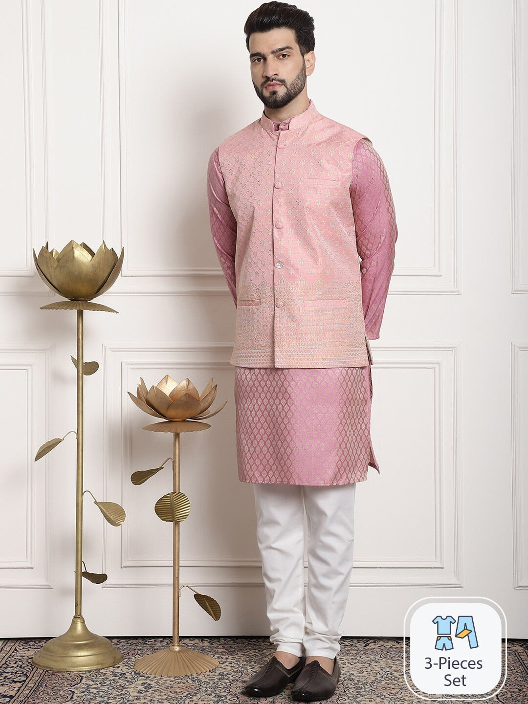 Sojanya Ethnic Motifs Woven Design Kurta With Churidar 