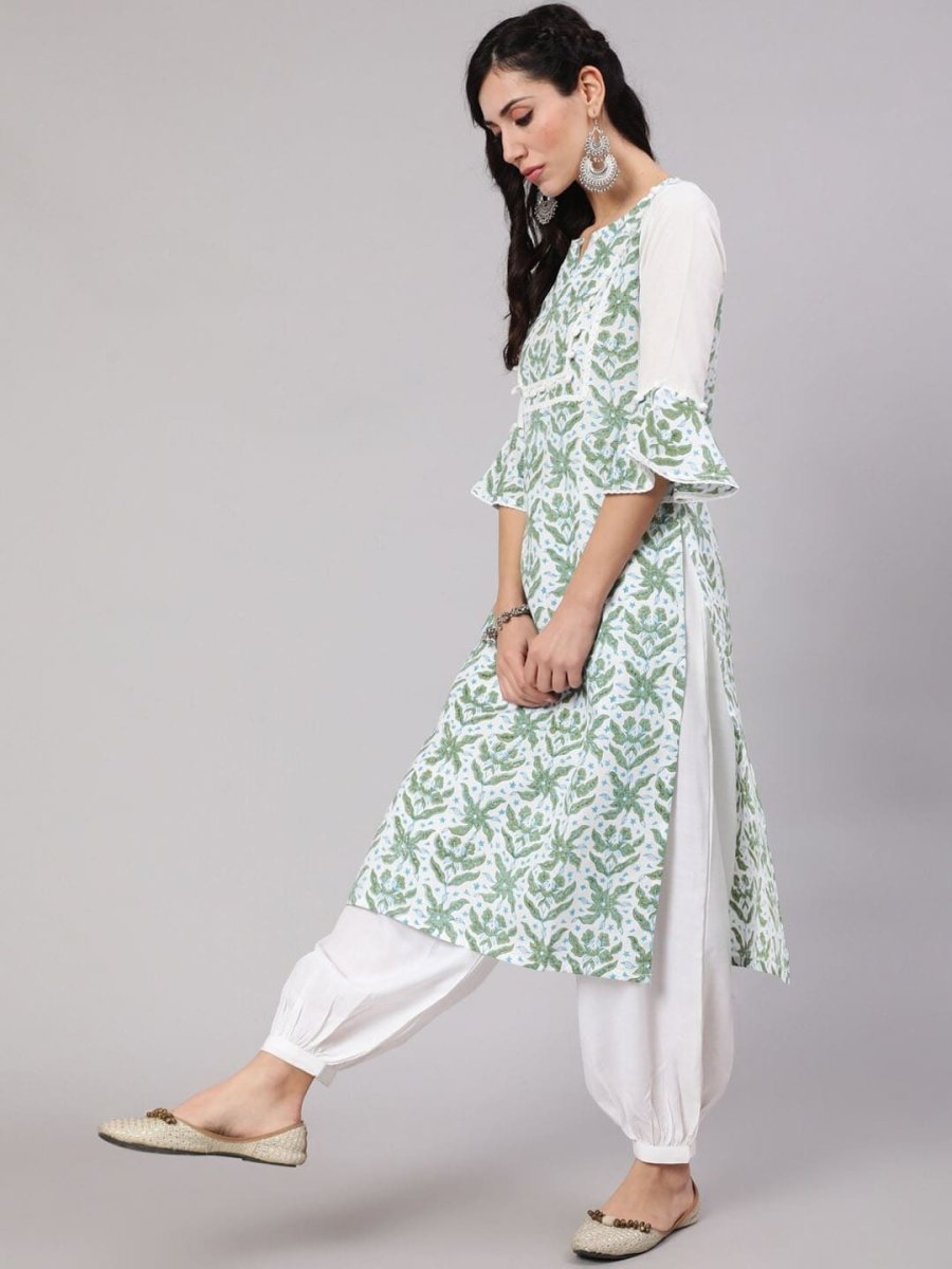 Aks Tropical Printed Bell Sleeves Kurta