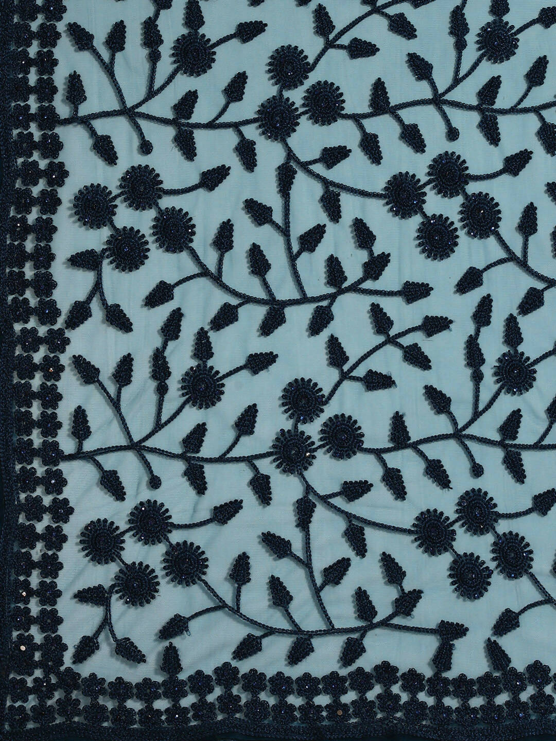 Blue Woven Design Net Saree with Blouse Piece - Kalamkari