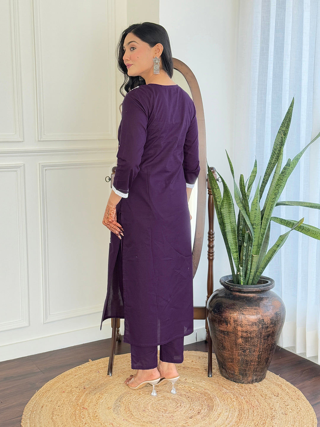 The52 Chikankari Work with Pure Cotton Fabric Straight Kurta, Pant and Dupatta Set 