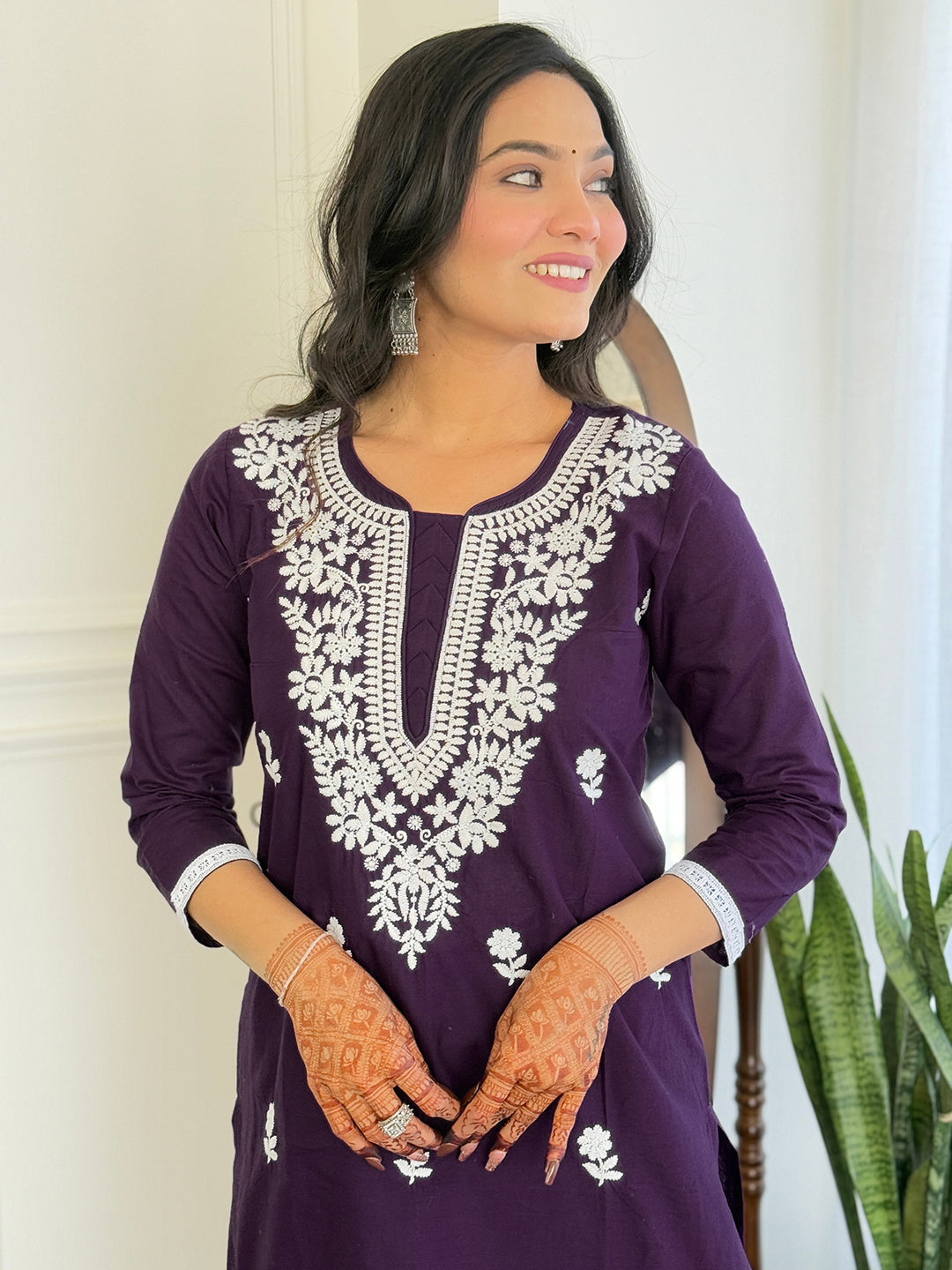 The52 Chikankari Work with Pure Cotton Fabric Straight Kurta, Pant and Dupatta Set 