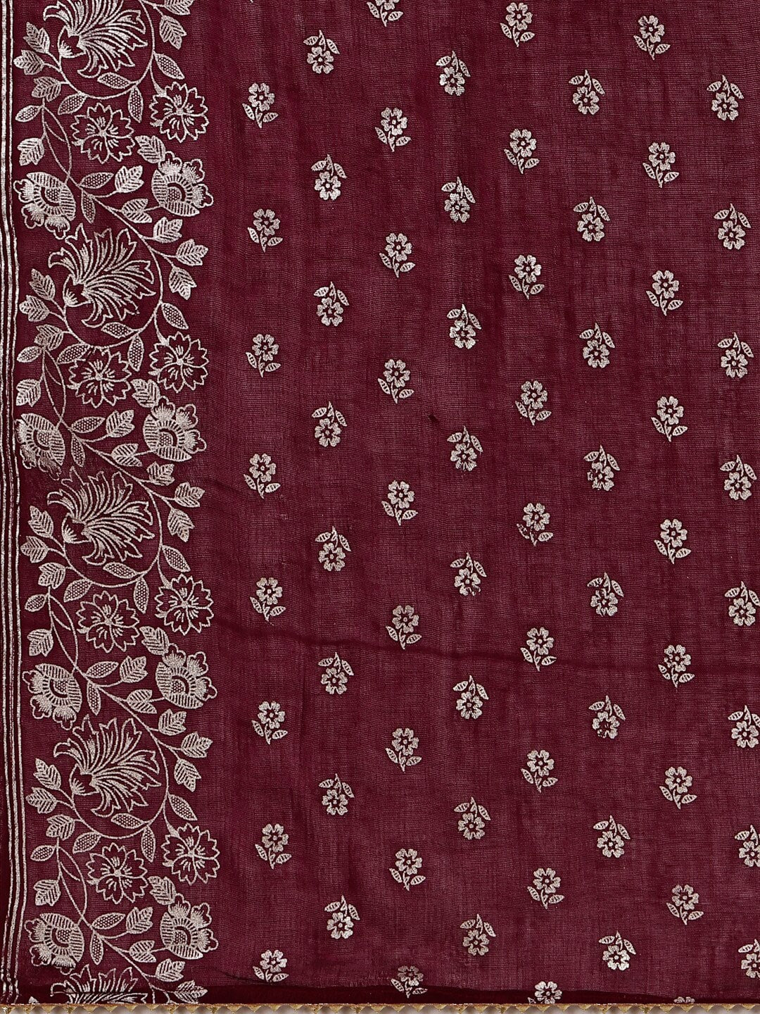 HERE&NOW Maroon & White Gotta Patti Kurta with Trousers & Dupatta
