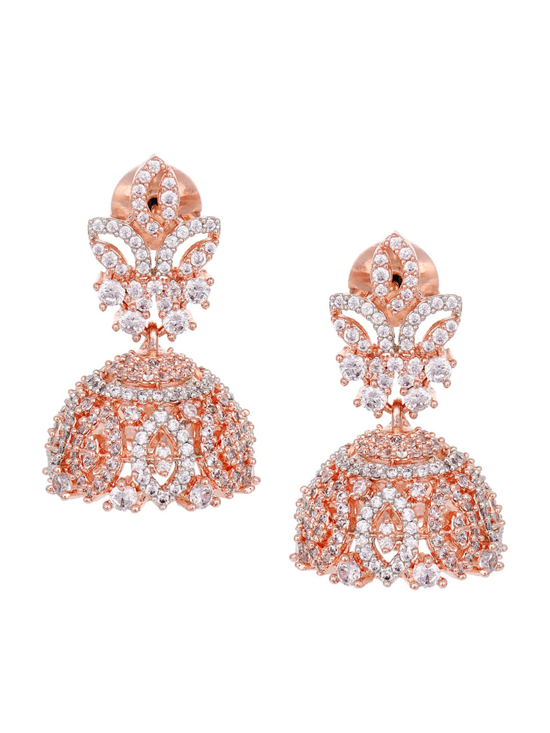 Saraf RS Jewellery Rose Gold-Plated & White AD & CZ-Studded Contemporary Jewellery Set - Grab2buy