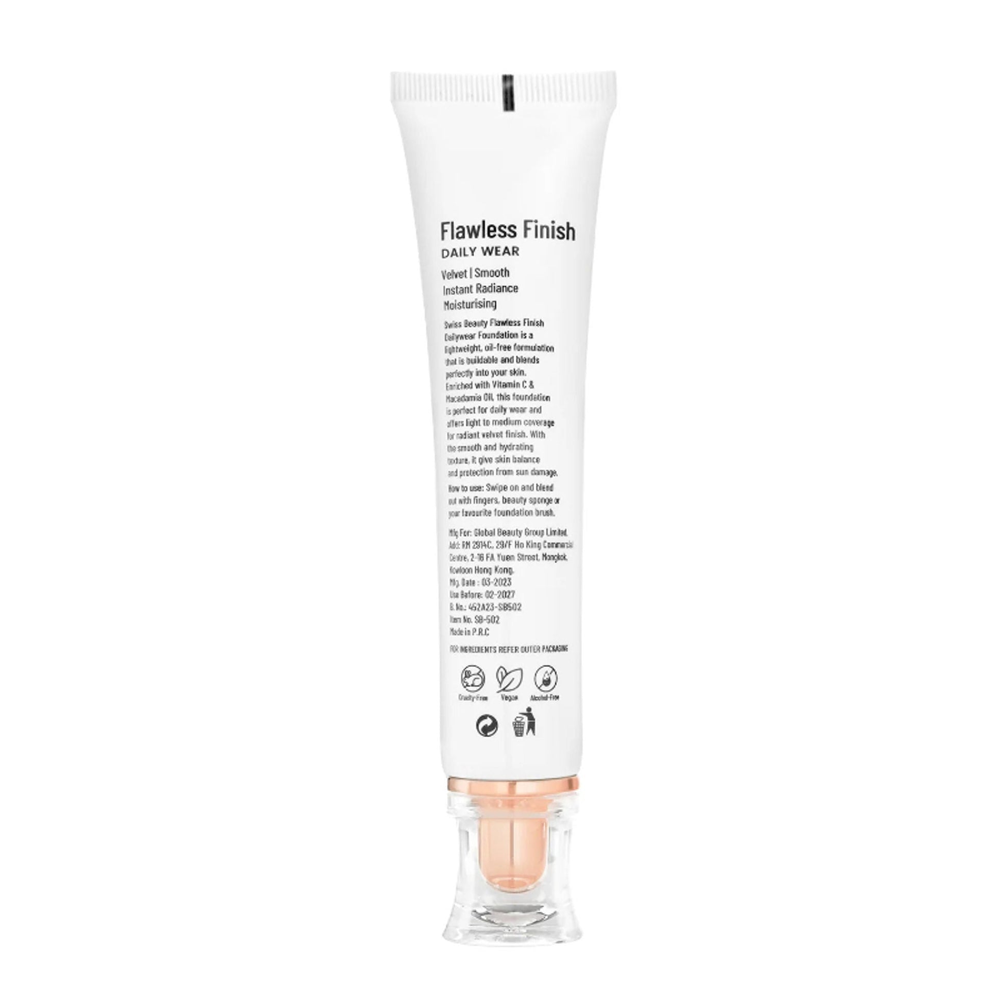 Swiss Beauty Flawless Finish Daily Wear Lightweight Foundation - 01 White Ivory
