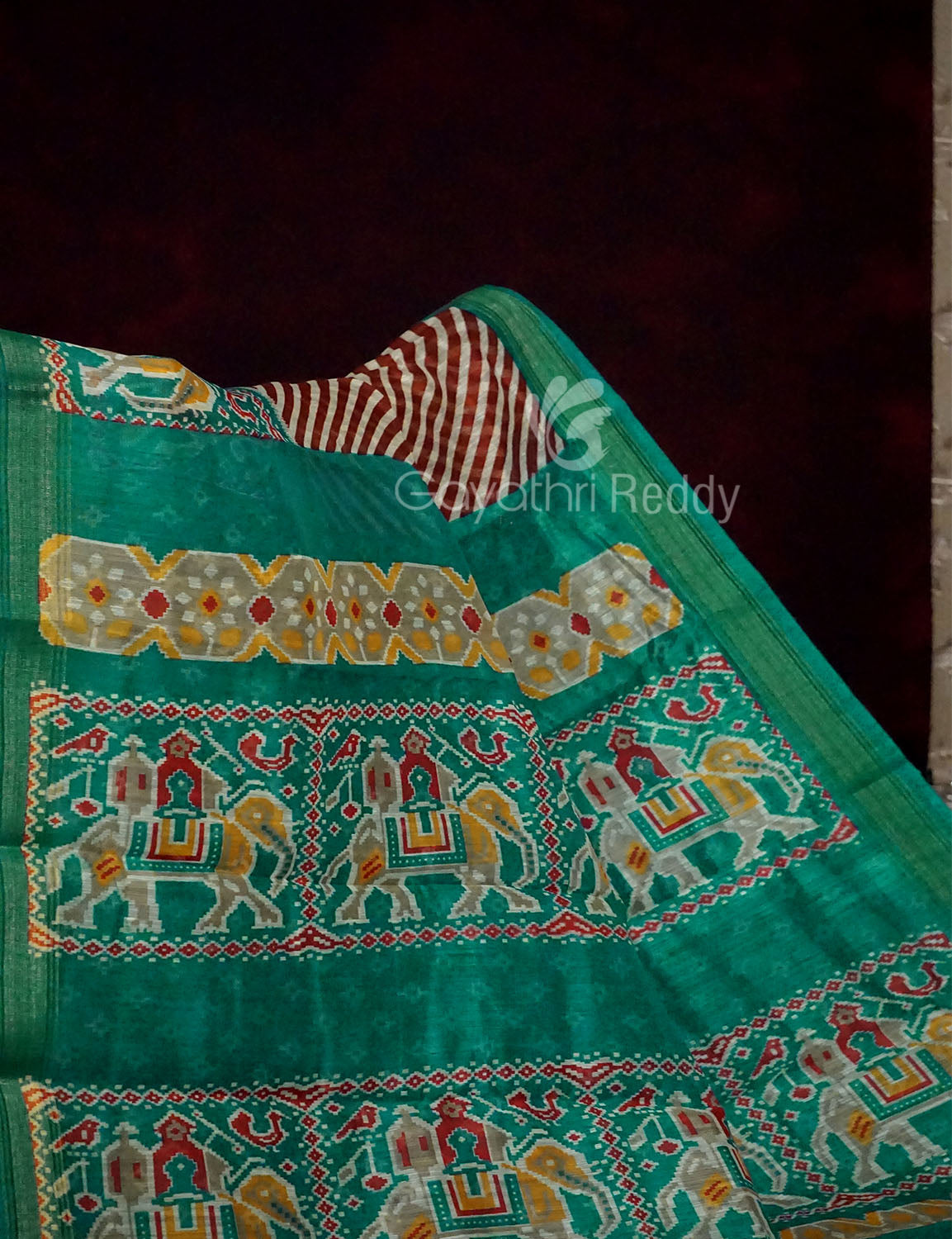 Off-White Red Striped Semi Chanderi Grab2Buy By Gayathri Reddy Designer Studio 