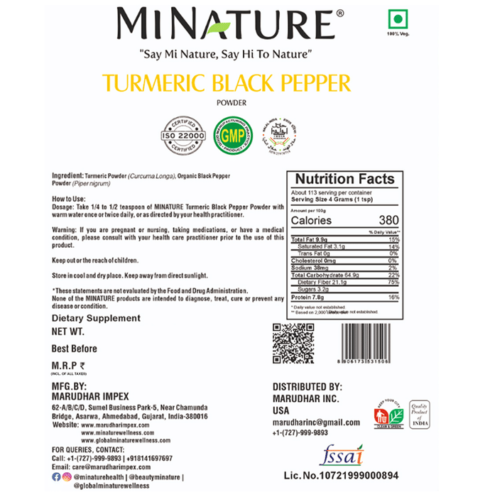Minature Turmeric Black Pepper Organic Powder 