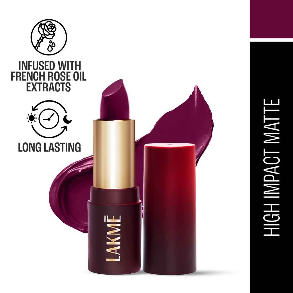 Lakme Forever Matte Lipstick, Made With French Rose Oil - Purple Diamond 