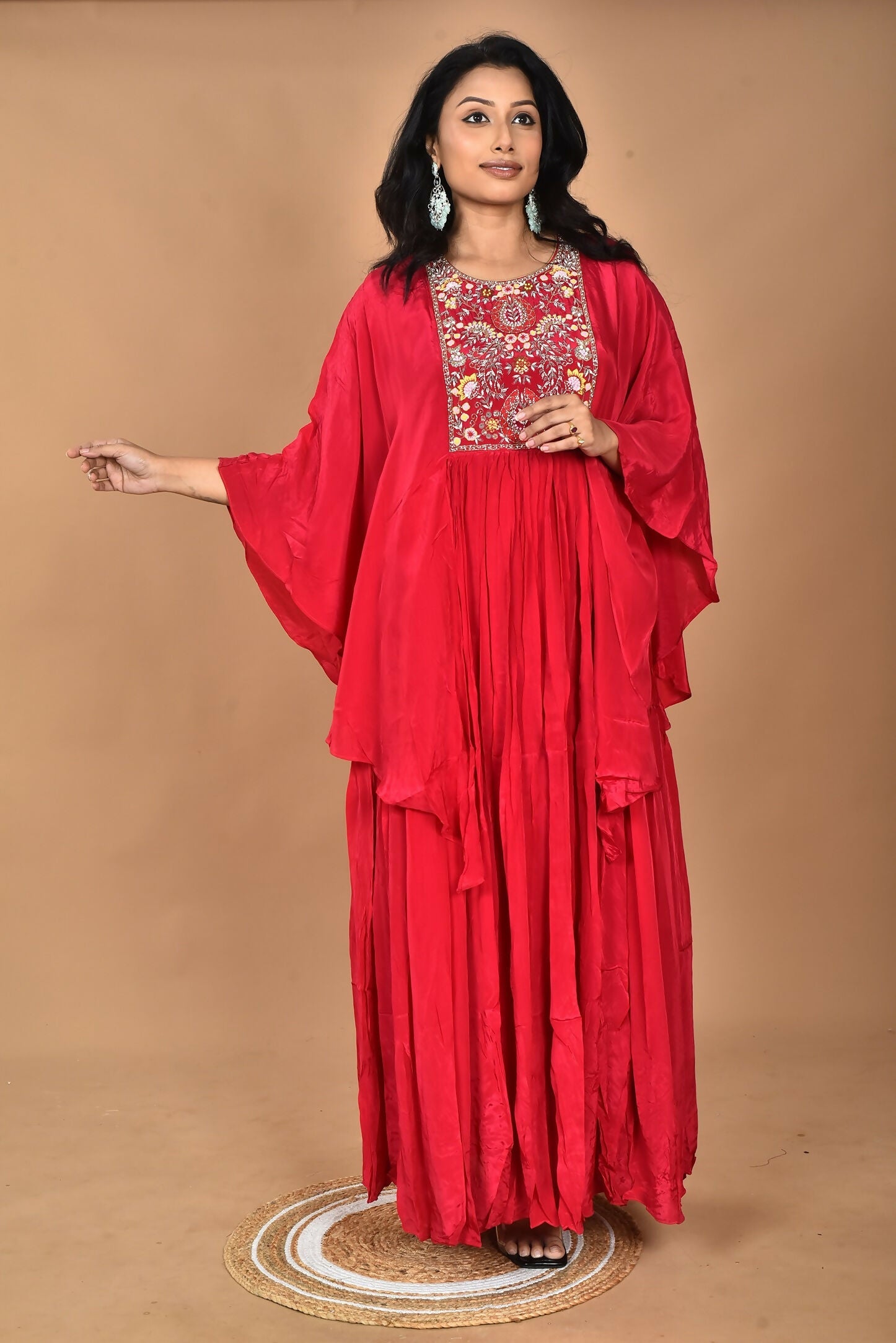 Morchari Kaftan Zari Embroidery Work Gown-Rani