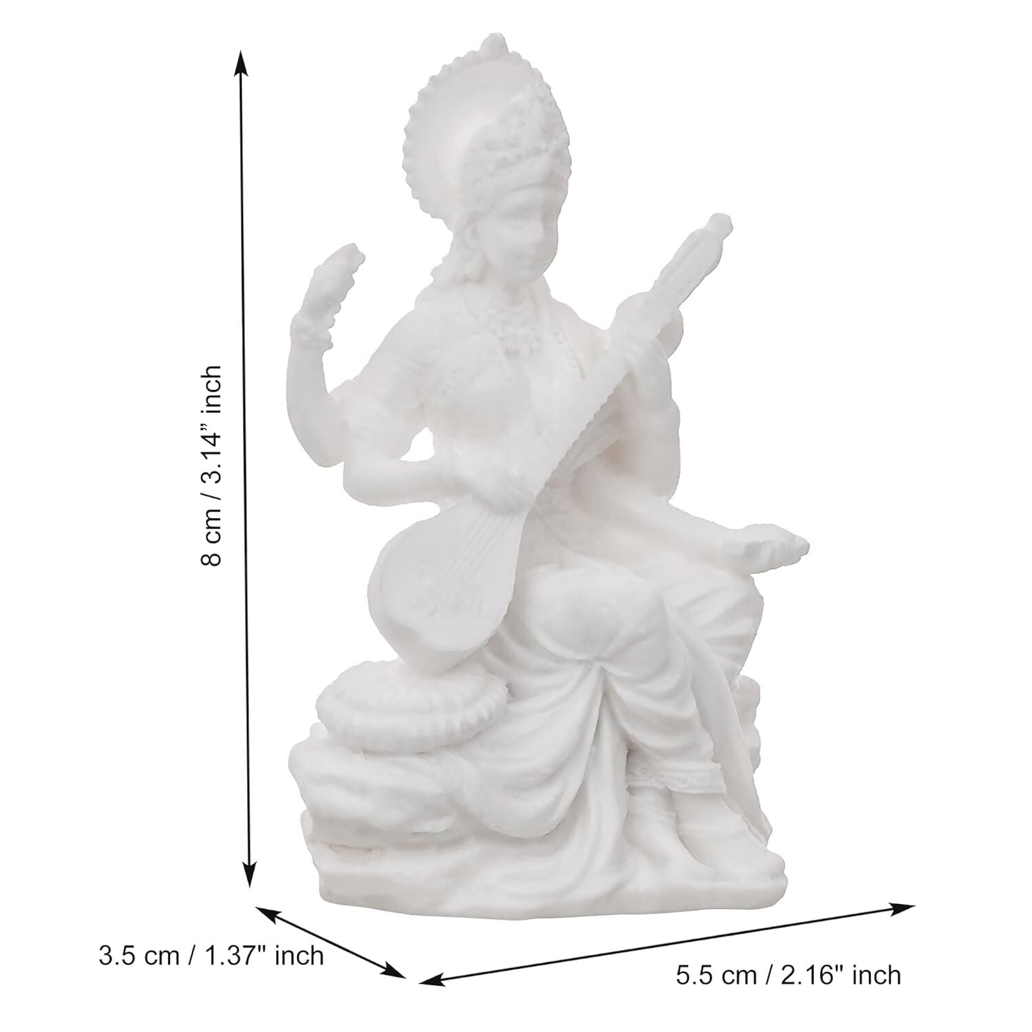 eCraftIndia White Polyresin Goddess Saraswati Statue - Grab2buy