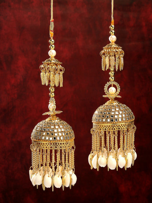 NVR Women's Pack Of 2 Gold-Polished Kundan Kaleera Sets