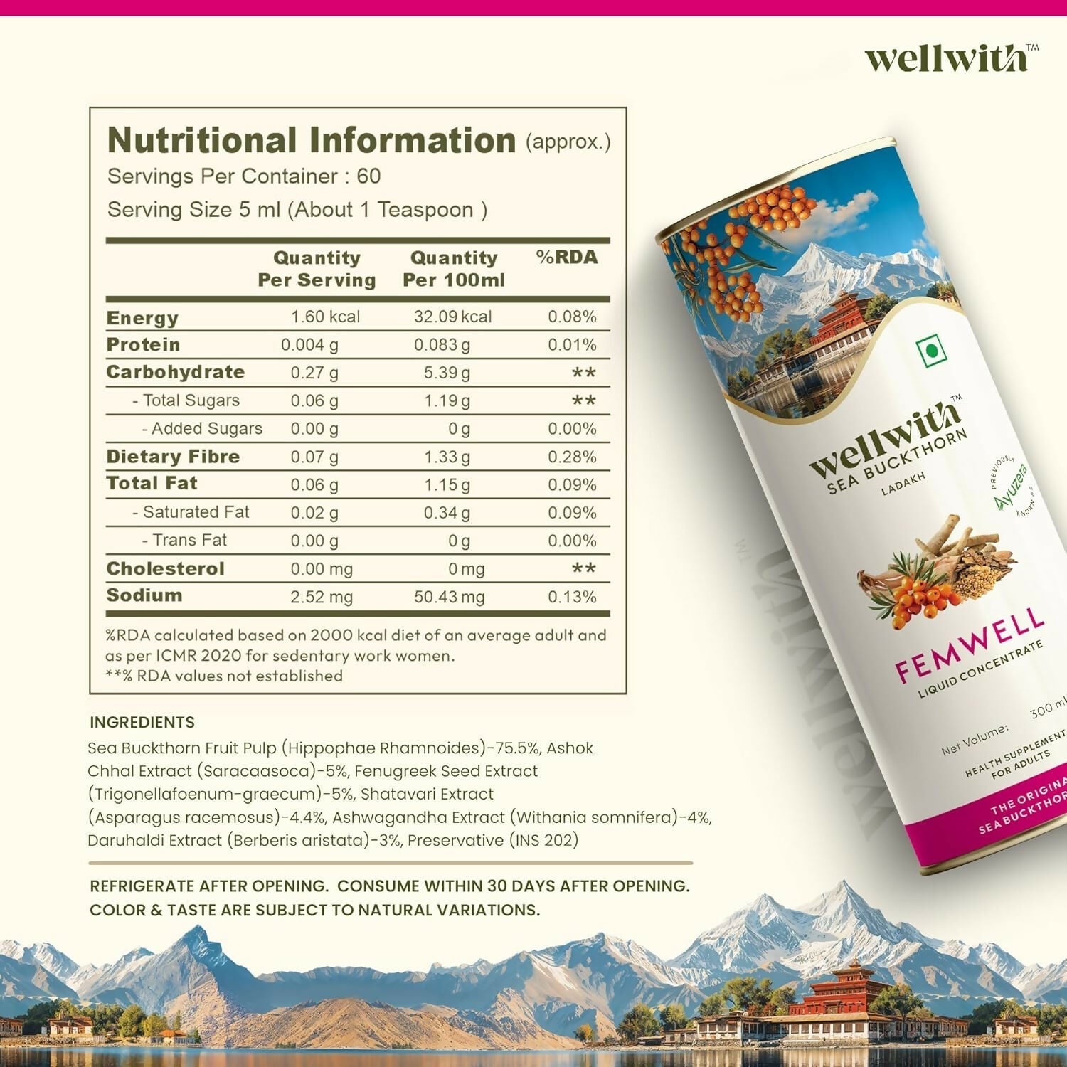 Wellwith Sea Buckthorn Femwin (Femwell) Ayurvedic Juice  Grab2Buy Wellwith Grab2Buy