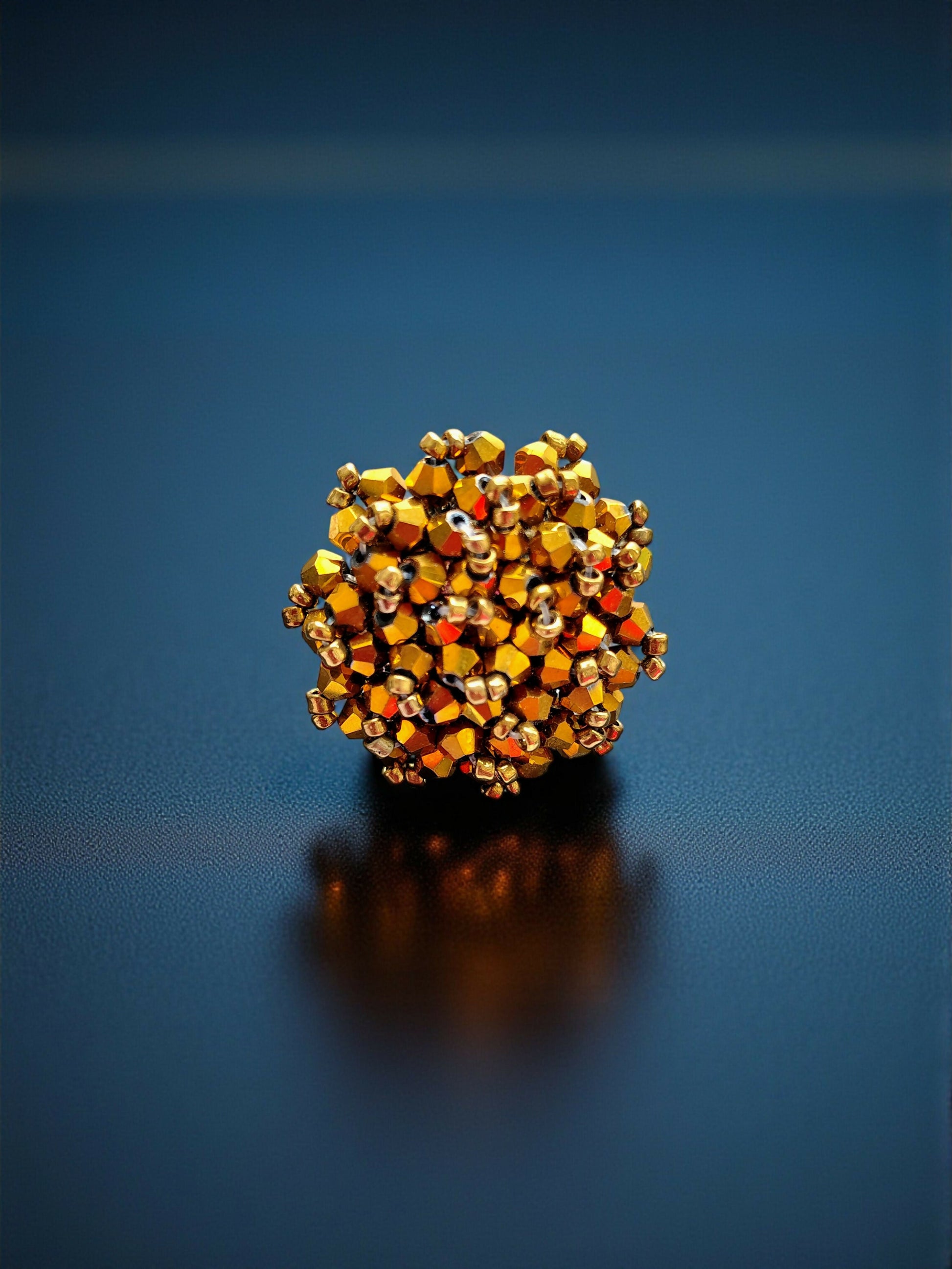 Inhanns Rang-E-Roshan Adjustable Ring – Handmade Crystal Statement Ring - Golden