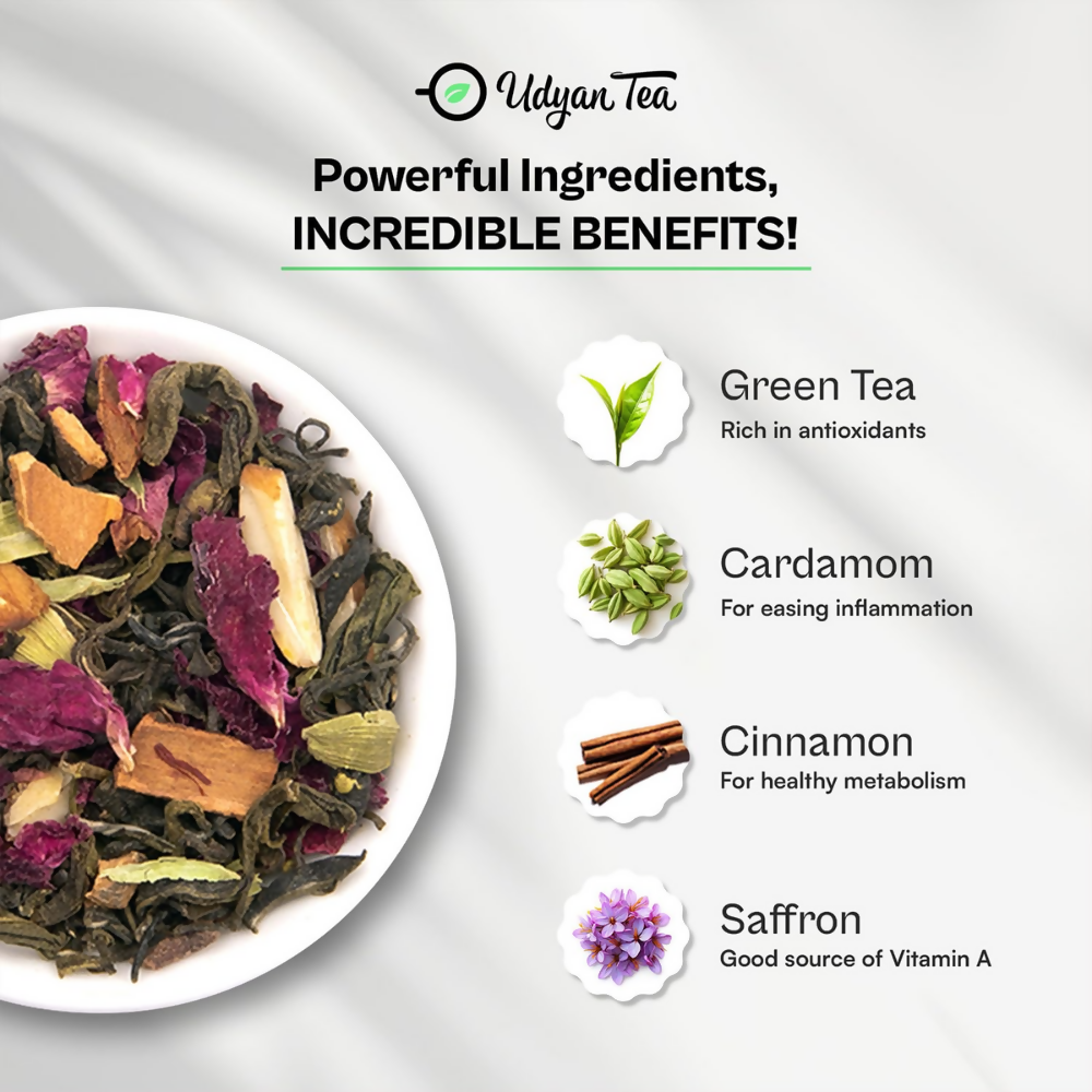 Udyan Tea Kashmiri Saffron Kahwa Green Tea  Grab2Buy Udyan Tea Grab2Buy