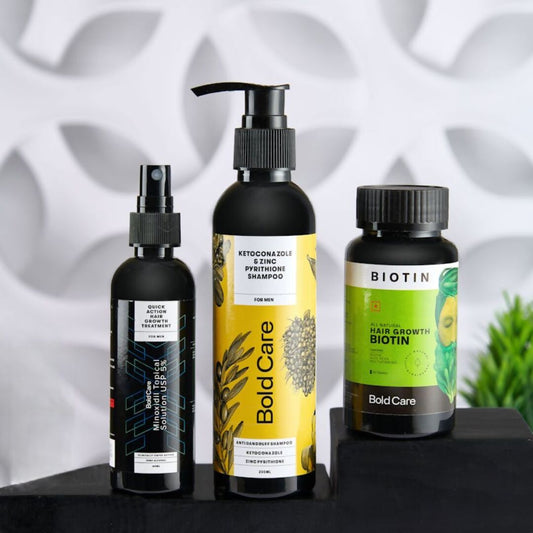 Bold Care Anti-dandruff Shampoo + Hair Growth 5% Serum + Biotin Supplements Combo - Grab2buy